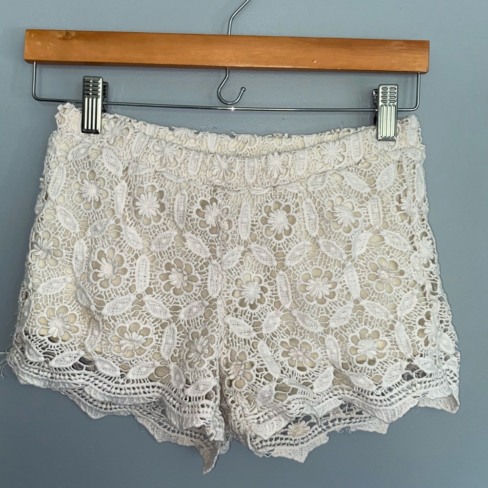 comfy shorts with white lace